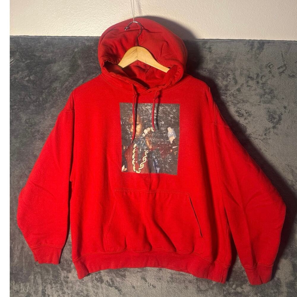 Rap X Too Short “Life Is Too Short” Distressed Graphic Hoodie LRG Red Retro 90s